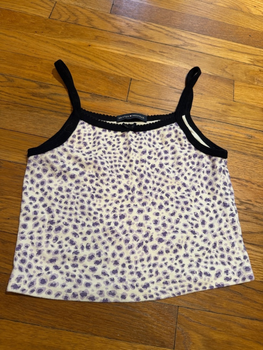 Brandy Melville Purple Leopard Print Cropped Tank with Black Trim